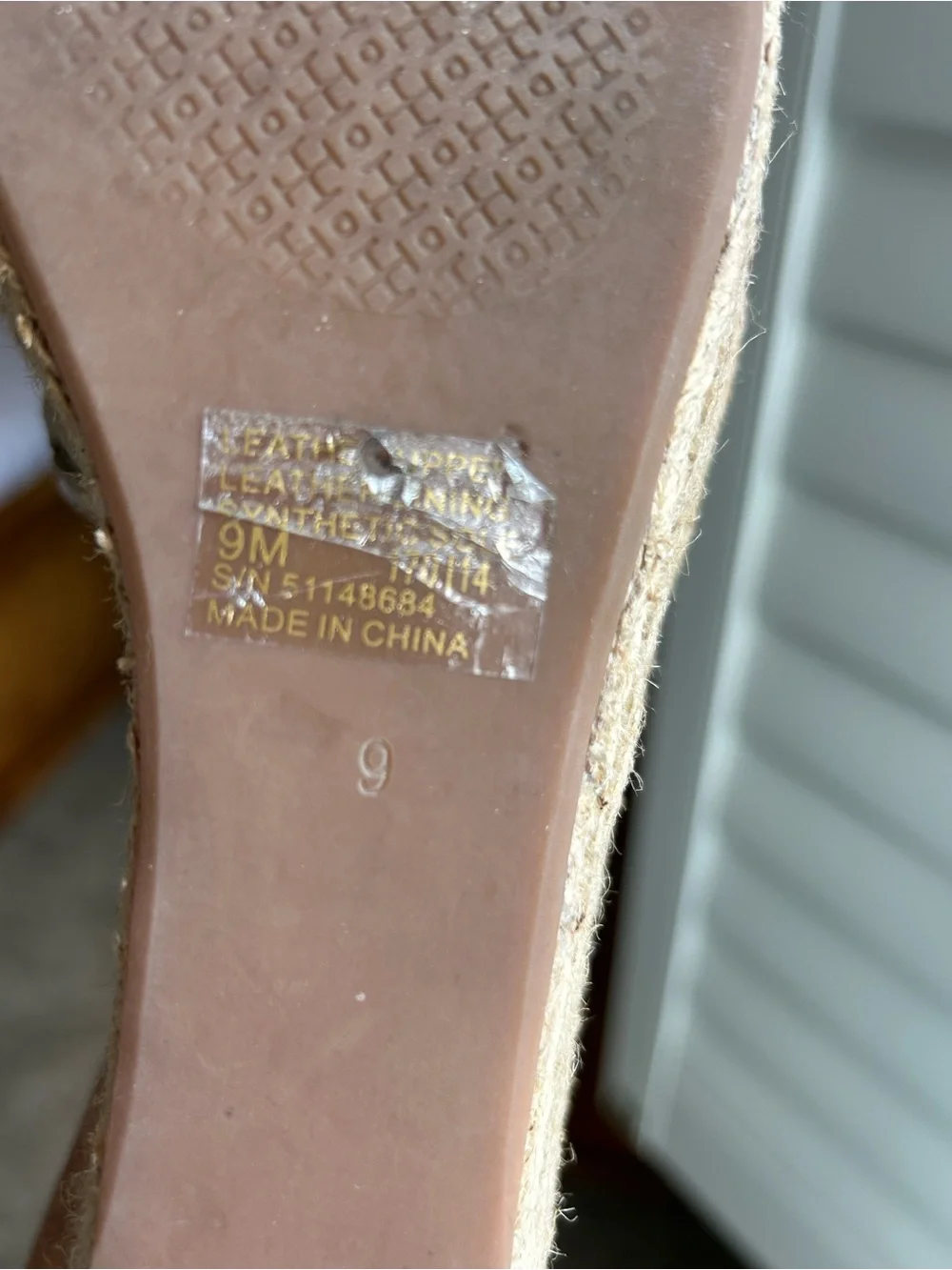 ✨ Tory Burch Thatched Gold Perforated Leather Espadrille Wedge Slides EUC Size L